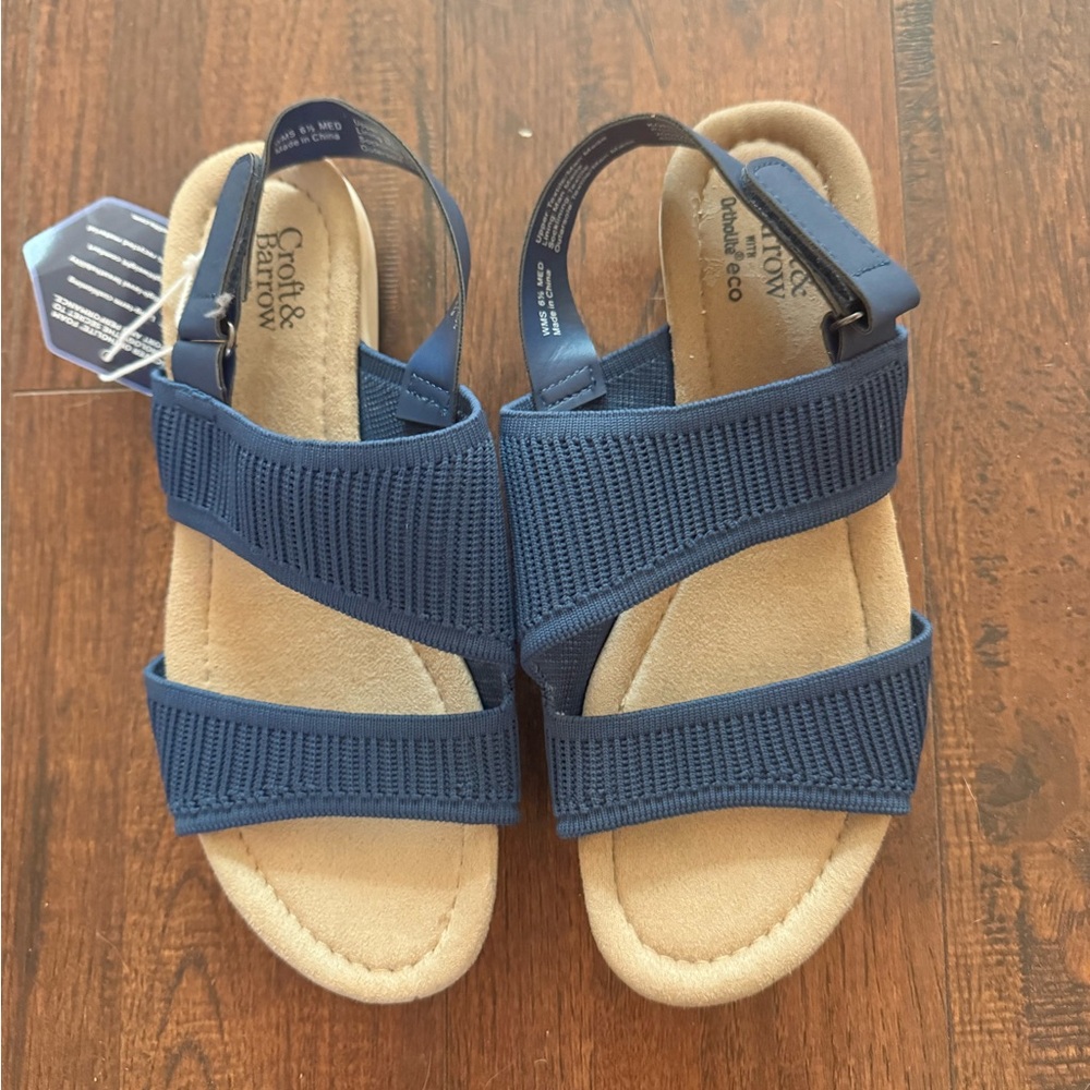 NWT Croft & Barrow Navy Blue Comfort Sandals - Picture 2 of 8